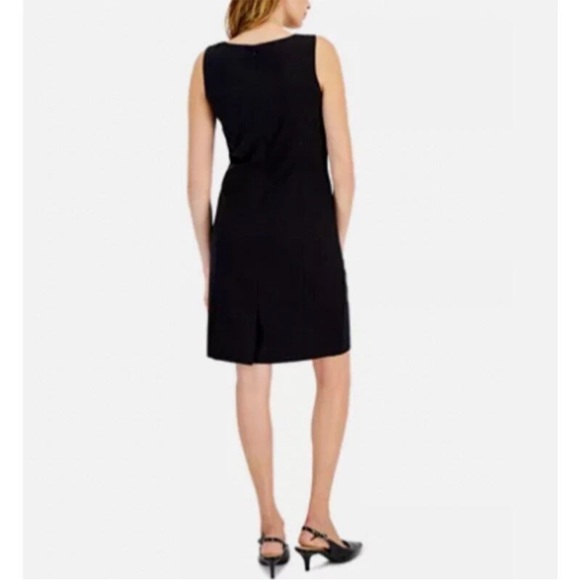 Tahari ASL Black Sheath Mini Dress Scoop Neck Sleeveless women’s 4 - Picture 2 of 8